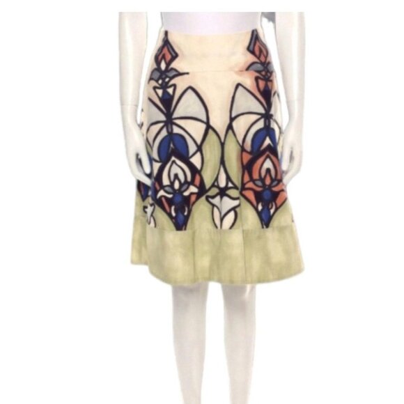 MARNI A-Line Skirt in Cream With Abstract Print - Picture 2 of 4